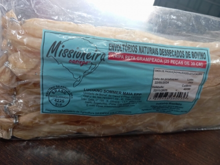 TRICONDI COMRCIO DE PRODUTOS ACESSRIOS E MQUINAS PARA FRIGORFICOS LTDA - Tripa bovina seca reta grampeada Nos calibres 45/50, 50/55, 55/60